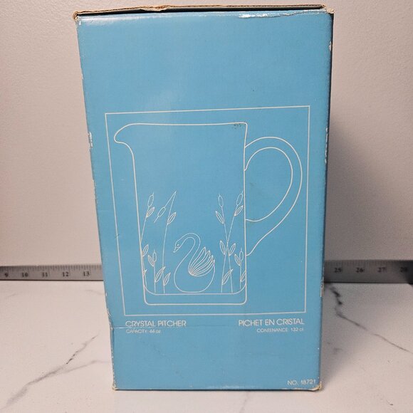 Vintage Colony Handmade and Handcut Crystal Etched Swan Pitcher 44oz - Picture 10 of 13
